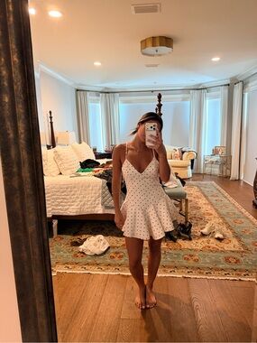 Spotted White Fit-and-Flare Mini Dress Zara